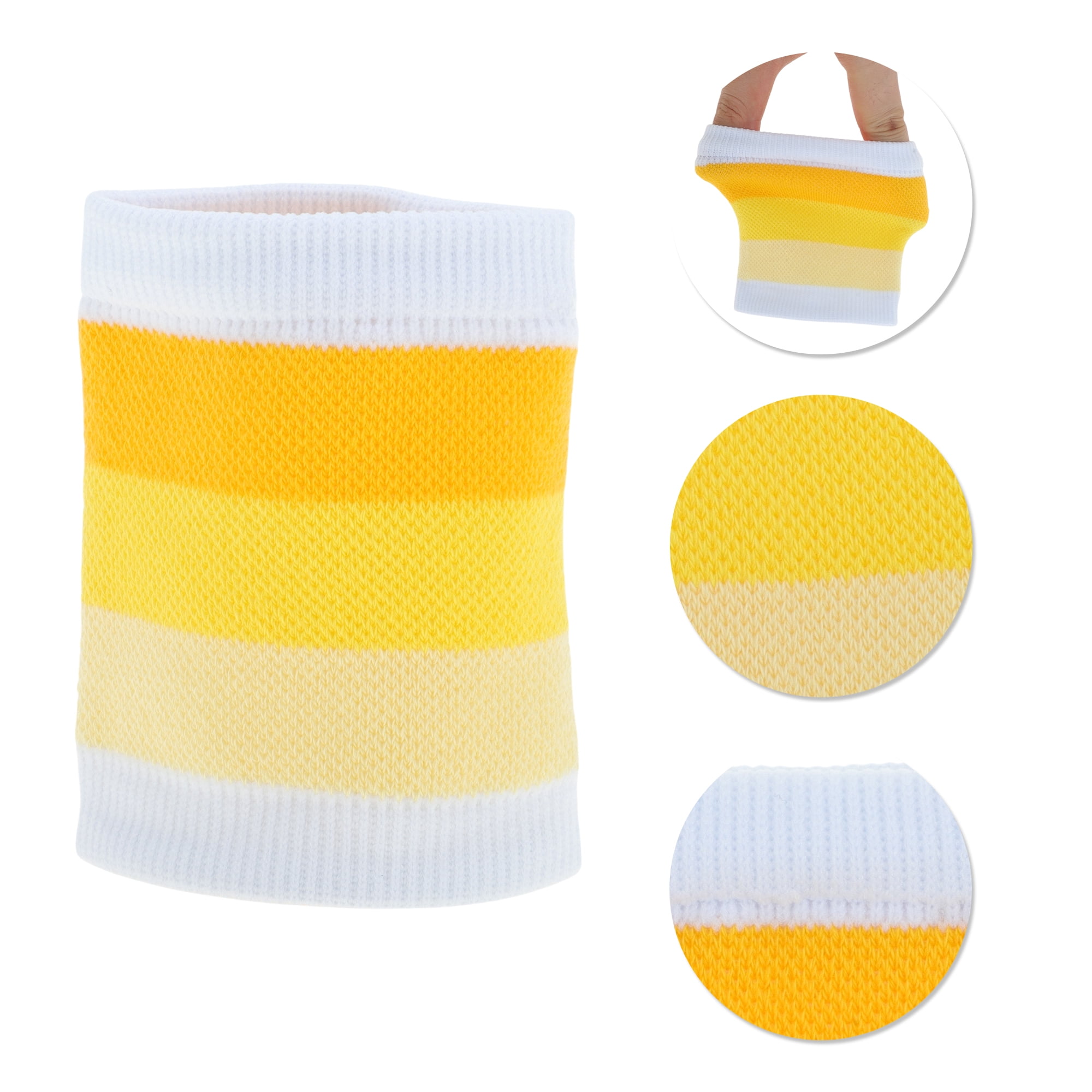 Unique Bargains Durable Breathable Wrist Sweatbands Comfortable 1 Pc White Yellow