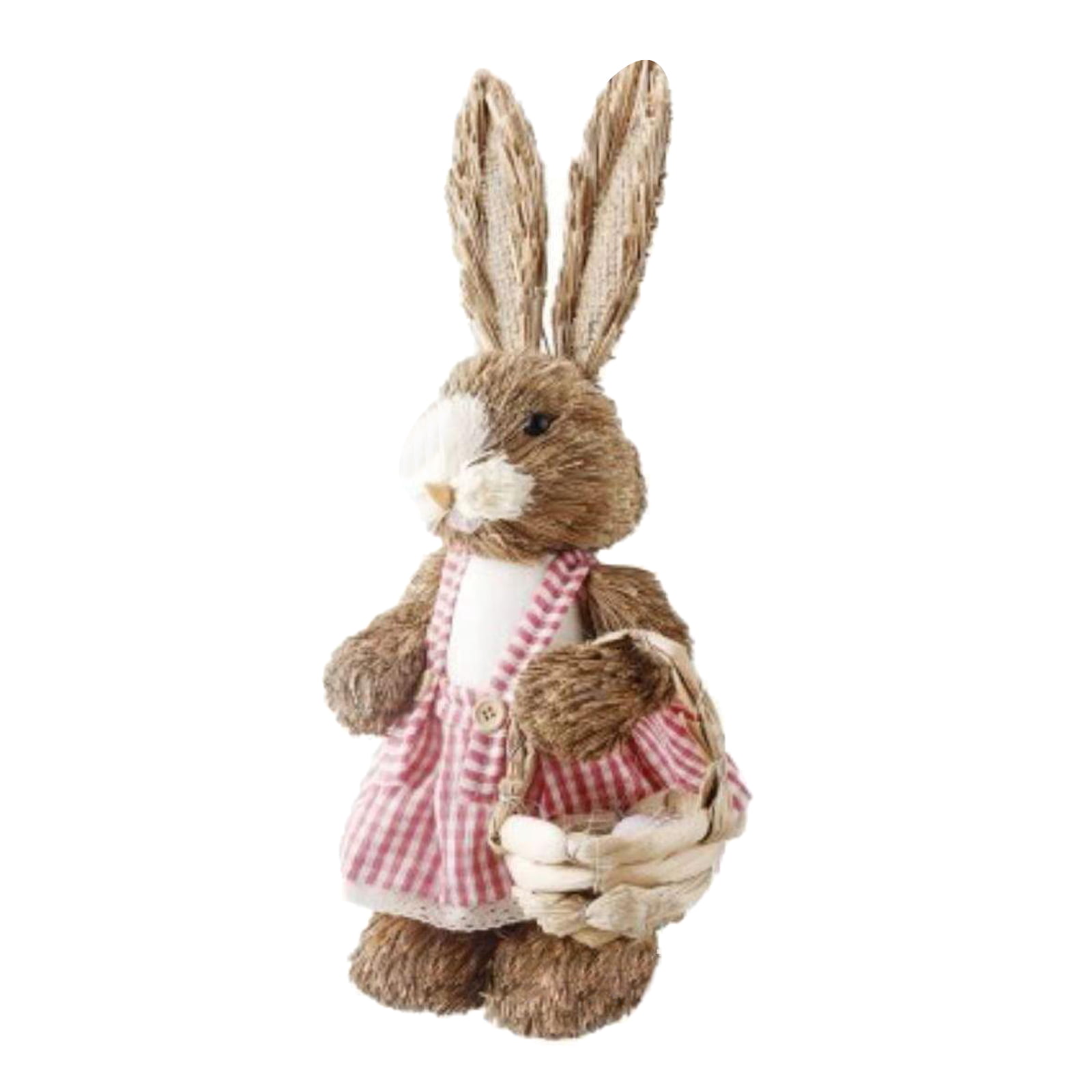 35cm STRAW RABBIT BOY WITH PICK HOME DECORATION EASTER BUNNY STATUE ORNAMENT 