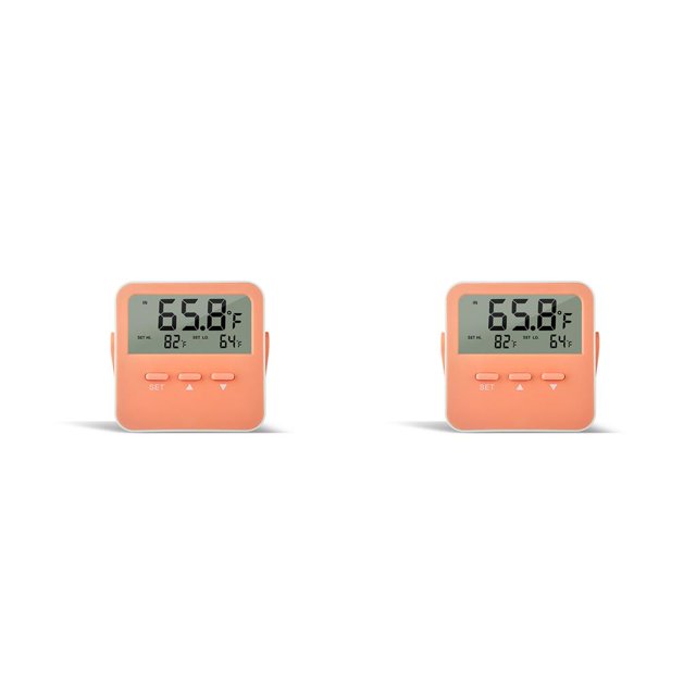 Bewildely Termómetro -50-70 ℃ ℃/℉ Sensor de higrómetro electrónico Medidor de temperatura y humedad portátil con Hogar Naranja Naranja 2Conjunto