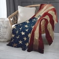 thumbnail image 2 of PHELIKA Vintage American Flag Us Stars And Red Stripe 02 All Season Soft Throw Blanket Lightweight Flannel Fleece Blankets 40" x 50", 2 of 8