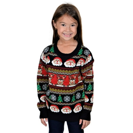 Multi Print Sweater - KESIS Children Santa Rein Deer Ugly Christmas Sweater