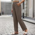 thumbnail image 2 of Kvture Women's High Waisted Straight Leg Pants Stretchy Business Casual Pants Elastic Waist Work Trousers with Pockets Brown XXL, 2 of 4