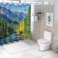 thumbnail image 7 of Orinice River Forest Mountains Bathroom Decor Set Colorful Luxurious Graphic Print Polyester Fabric Shower Curtain Set with Hooks 69x72, 7 of 7