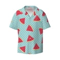 thumbnail image 4 of Uemuo Watermelon Pattern Cotton Linen Short Sleeve Shirts,Casual Lightweight Button Down Shirts,Vacation Beach Summer Tops-4X-Large, 4 of 7