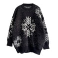 thumbnail image 2 of Gibobby Suéter de Punto navideño para Mujer Suéter grueso de manga larga con cuello redondo para mujer, Navidad, moda de otoño e invierno(Negro,XG), 2 of 5