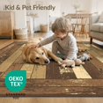 thumbnail image 4 of ODIKA 3'x5' Washable Throw Rug Stain Resistant, Low Profile, Non-Slip Farmhouse Stars Motif Vintage Distressed Plank Frame Terracotta Teal Flowing for Entryway, Kitchen, Mudroom, 4 of 7
