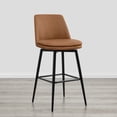 thumbnail image 3 of ReNest 30" Mid-Century Swivel Bar Stools Set of 2 for Home Bar or Kitchen Island, Faux Leather Upholstery, Saddle Brown, 3 of 6