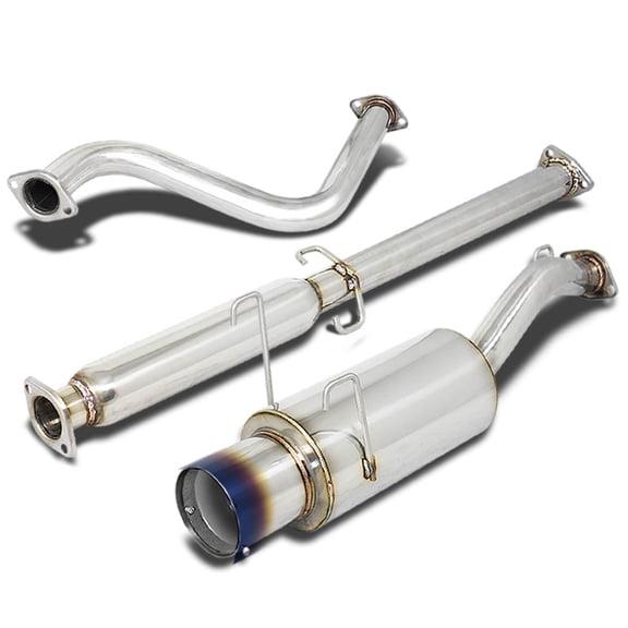 DNA Motoring For 1993-1997 Honda Del Sol 4.5" Muffler Burnt Tip Stainless Steel Exhaust Catback Kit