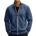 thumbnail image 2 of Men's Winter Zipper Knitted Sweater Long Sleeve Thin Velvet Top Jacket for Fall Casual Wear Christmas Gift,Navy,3XL, 2 of 4