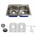 thumbnail image 2 of Transolid Meridian 33'' L x 22'' W Double Basin Drop-In Kitchen Sink with Sink Grid and Drain Assembly, 2 of 5