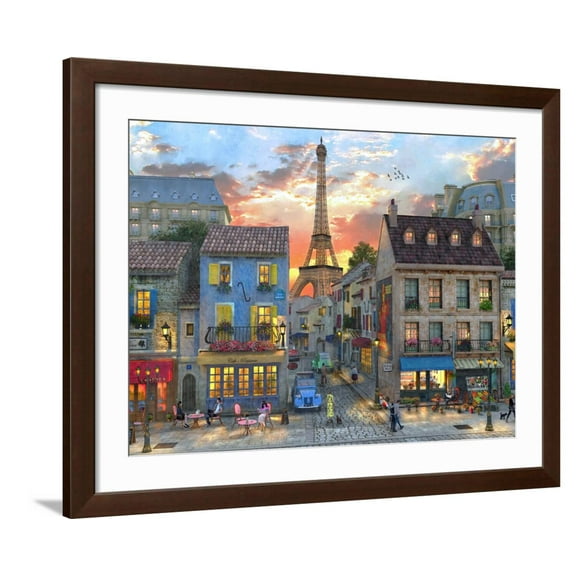 Art.com Streets of Paris Art Print by Dominic Davison, Brown Frame Wall Art, 40" x 32"