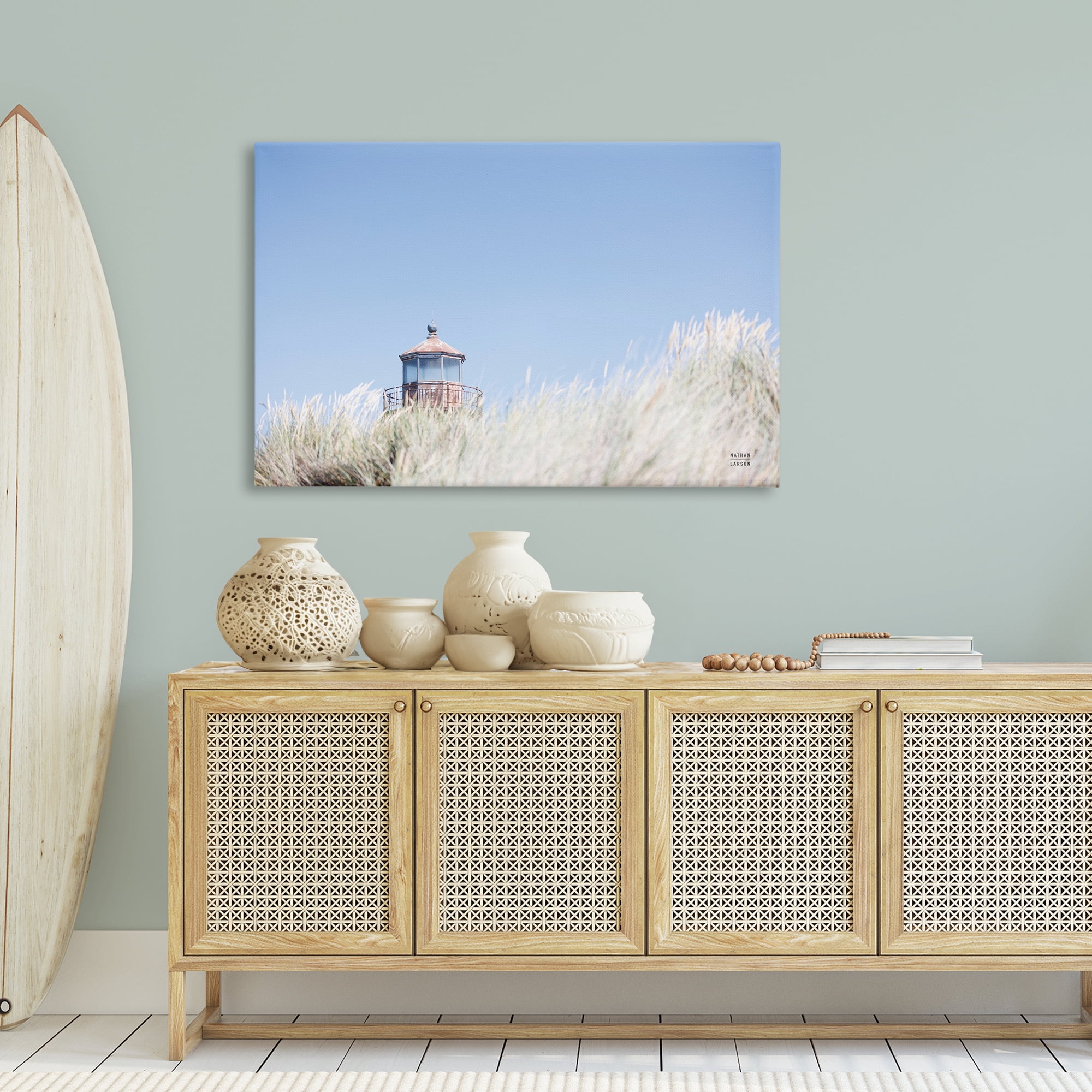 Stupell Industries Peering Over Lighthouse Landscape Photography Gallery Wrapped Canvas Art Print Wall Art, 45 x 30