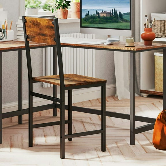 Kadyn Dining Chairs with Metal Legs, Modern Dining Chair with Slanted Back, Set of 2 Industrial Kitchen Side Chairs for Living Room, Kicthen, Rustic Brown