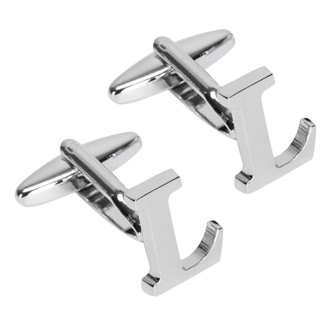 BodyJ4You 2PC Cufflinks Personalized Initials Letter L Men's Button Shirt Business Gift