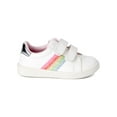 thumbnail image 5 of Wonder Nation Toddler Girl Rainbow Stripe Hook & Loop Casual Low-Top Court Sneaker, 5 of 6