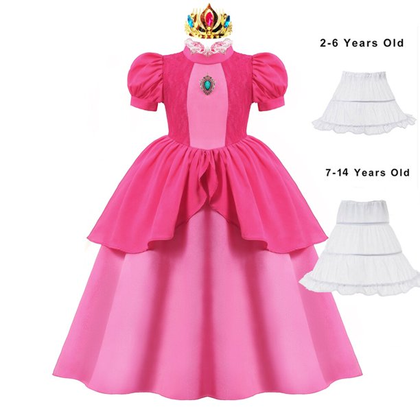 Vestidos de princesa de melocotón para niñas, disfraz de fantasía con manga de burbuja, trajes de Cosplay para fiesta de Halloween, ropa para niños de 2 a 10 años Fivean unisex