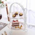 thumbnail image 2 of Iron 2-Tire Cupcake Platter Display Stand Serving Plate iron serving platters tray Rack Silver 8inch, 2 of 9