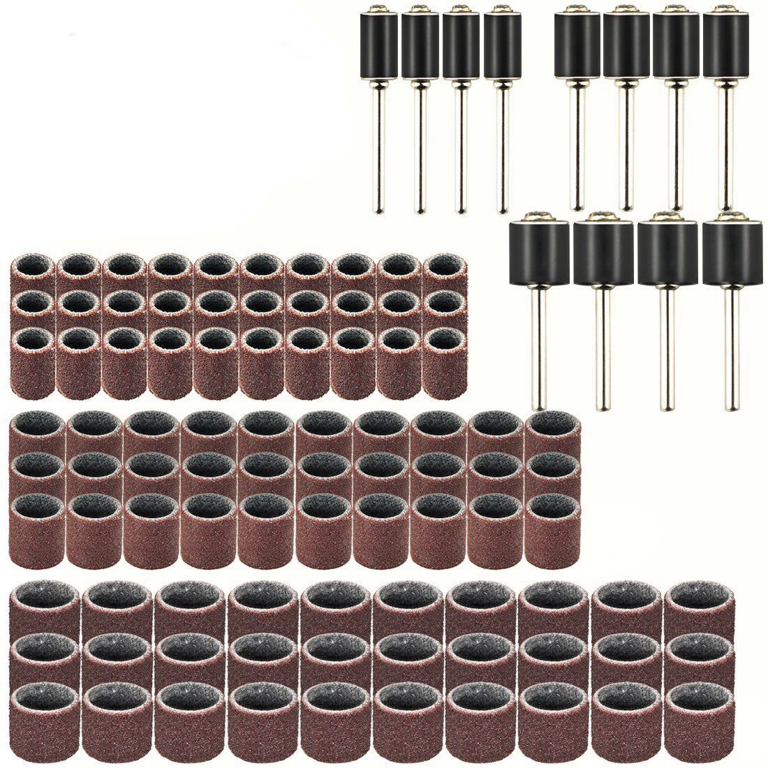Drum Sander Set Including 90Pcs Sanding Band Sleeves,12Pcs Drum Mandrels for Rotary Drll Tool