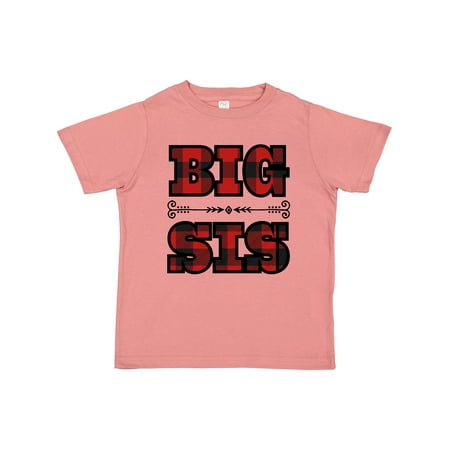 

Inktastic Big Sis Buffalo Plaid Sister Gift Toddler Toddler Girl T-Shirt