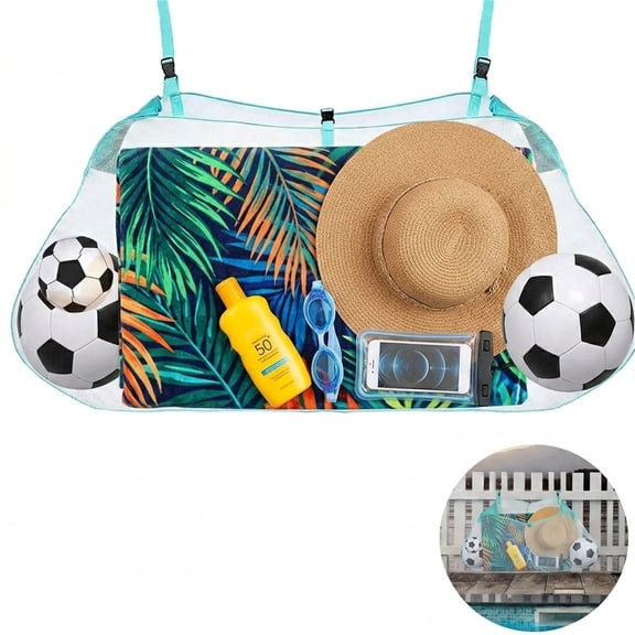 NOGIS Pool Floats Storage Bag,Pool Float Toy storage Mesh Bag,Adjustable Swimming Pool Hanging Mesh Organizer Net Bag for Floats,Balls,Water Inflatable Toys and Other Pool Accessories (Green)