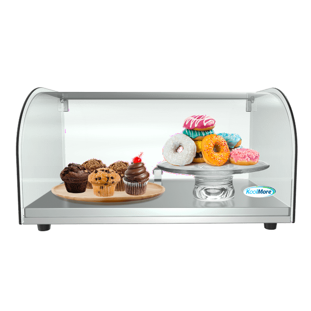 KoolMore 22 in. Commercial Bakery Display Case with Front Curved Glass and Rear Door.