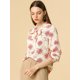 thumbnail image 2 of Allegra K Blusa Top Con Estampado Floral De Crisantemo Corbata Cuello V Manga Larga Para Mujer Beige XS Unique Bargains Blusa, 2 of 6