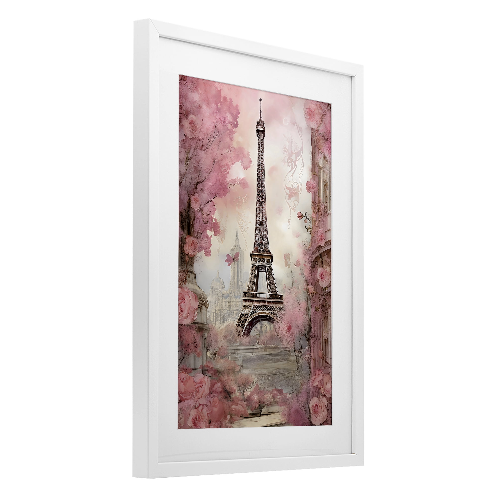Stupell Industries Paris City View in Bloom White Framed Print Under Glass, design by Creative Studio