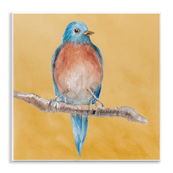 Stupell Industries Traditional Bluebird Perched Animals & Insects Painting Unframed Art Print Wall Art, 12 x 12