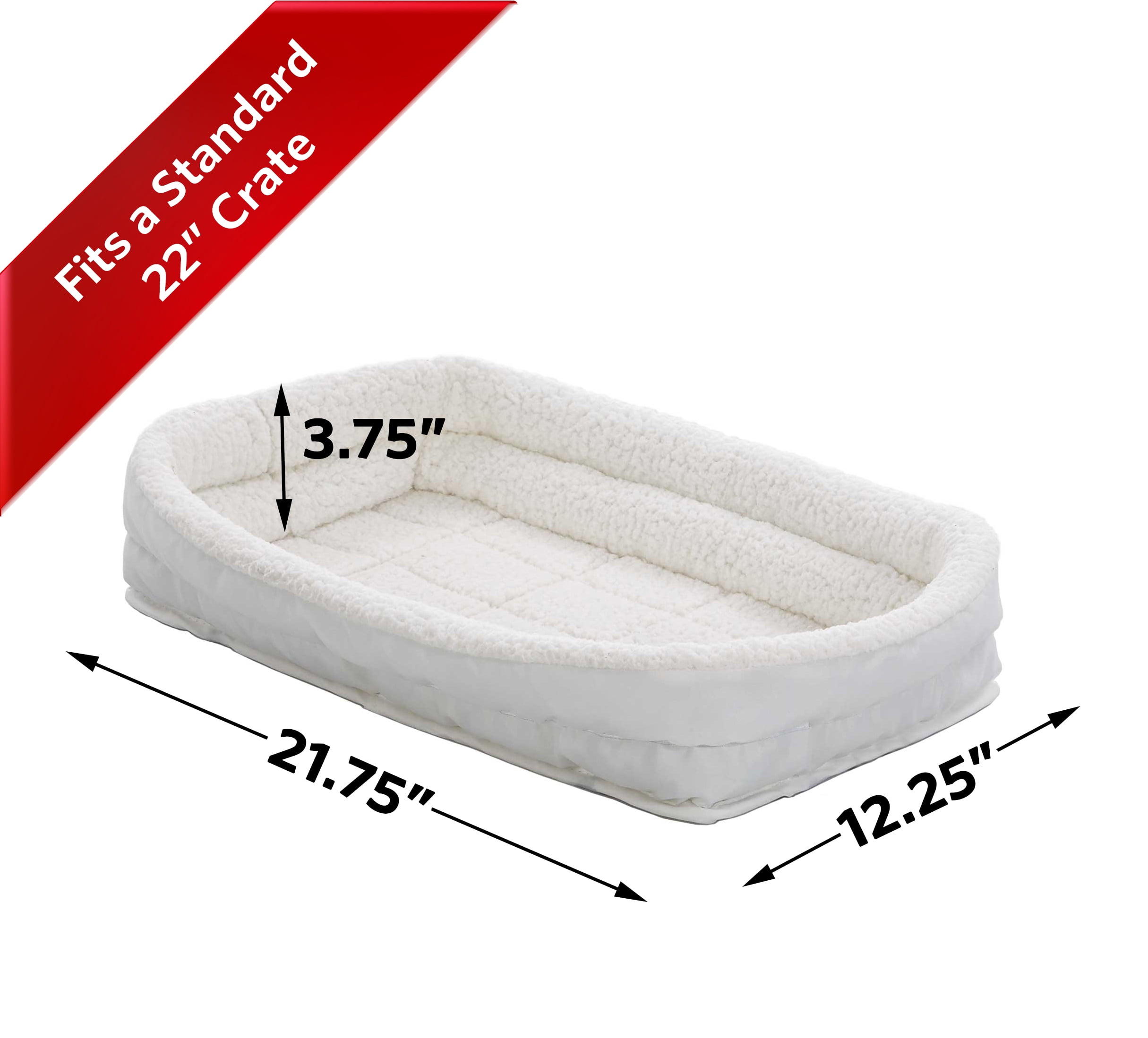 Midwest Homes for Pets QuietTime Double Bolster Dog Bed & Crate Mat White, 22 Inch