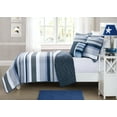 thumbnail image 5 of My World Mason Stripe Blue  and  White Polyester 3-Piece Twin Quilt Set, stripe themed, for Kids, OEKO-TEX Certified, 5 of 7