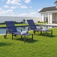 thumbnail image 2 of PURPLE LEAF 2 Pieces Outdoor Chaise Lounge Aluminum Patio Lounge Chair with Wheels and Armrests Lounge Recliner Chair for Pool Backyard Beach Navy Blue, 2 of 11