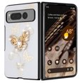 thumbnail image 2 of For Samsung Galaxy Z Flip 5 Diamond Bling Sparkly Glitter Ornaments Engraving Hybrid Armor Rugged Fashion Cover ,Xpm Phone Case [ White Garden Butterflies ], 2 of 8