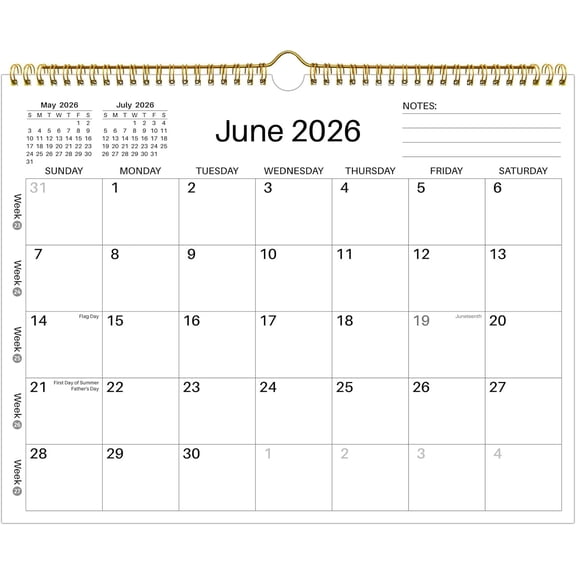 Wall Calendar 2026-2027 - June 2026 - December 2027, 19 Monthly Calendar 2026-2027, 14.6" x 11.42", with Large Daily Blocks, Thick Paper, Holidays, Week's Numbers& Notes, Minimalist Design