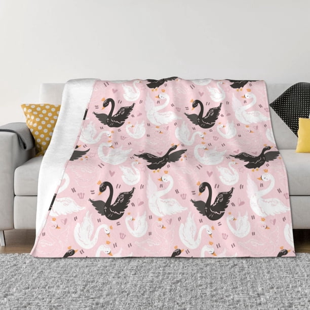 Balery Swan And Flowers2 Manta de Franela con Dibujo, Lujo Ultra Suave y Cálido, Antipelusa y Resistente a las Arrugas para Cama, Sofá, Camping -60"x50"