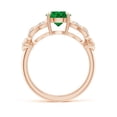 thumbnail image 2 of ANGARA Lab Grown 1.2 Ct Nature Inspired Round Emerald Leaf Shank Ring for Women in 14K Rose Gold (Size-7mm) | May Birthstone, Birthday, Anniversary, Jewelry Gift for Women | Lab-Grown Emerald Ring, 2 of 8
