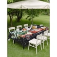 thumbnail image 3 of Outdoor Tablecloth with Umbrella Hole and Zipper, Christmas Truck Rectangle Table Cloth 60x84 Inch Waterproof Tablecloth, Winter Snowflake Xmas Tree Wood Grain Black Picnic Table Cover for Patio, 3 of 7