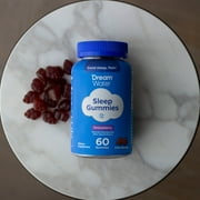 Dream Water Sleep Gummies, Sugar-Free, Gelatin-Free; Blend of 3 Ingredients, GABA, 5mg Melatonin & 5-HTP; Snoozeberry, 60 Gummies