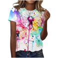 thumbnail image 1 of TSADFHJI T-Shirts pour Femmes Coton Imprimé Col Rond Manches Courtes T-Shirt m, 1 of 5