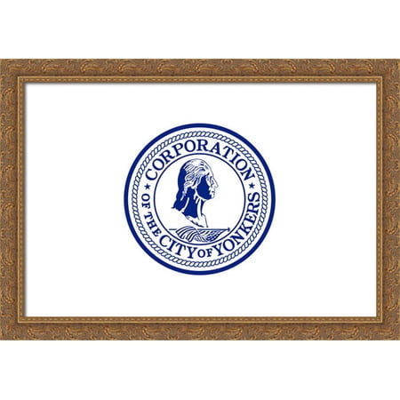 Yonkers, New York Flag Art 40x28 Large Gold Ornate Wood Framed Canvas Art