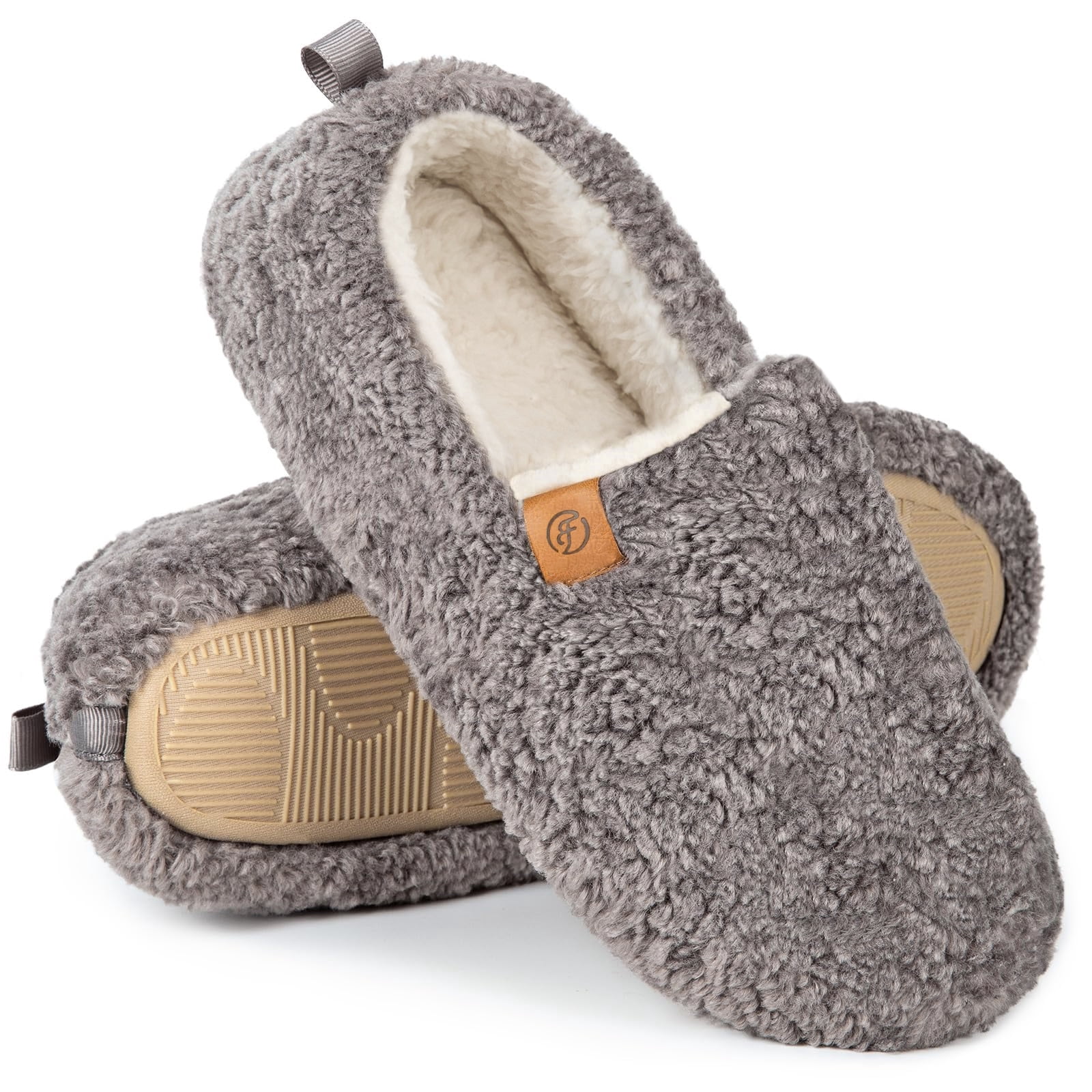 DualTop Women's Soft Curly Memory Foam Loafer Slippers