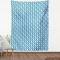 thumbnail image 3 of Ambesonne Ikat Fabric by the Yard Upholstery, Abstract Vintage Ogee, 3 Yards, Blue White, 3 of 4