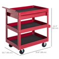 thumbnail image 2 of Tool Cart With 3 Tray 1 Drawer Storage Chest Garage Utility Red, 2 of 6
