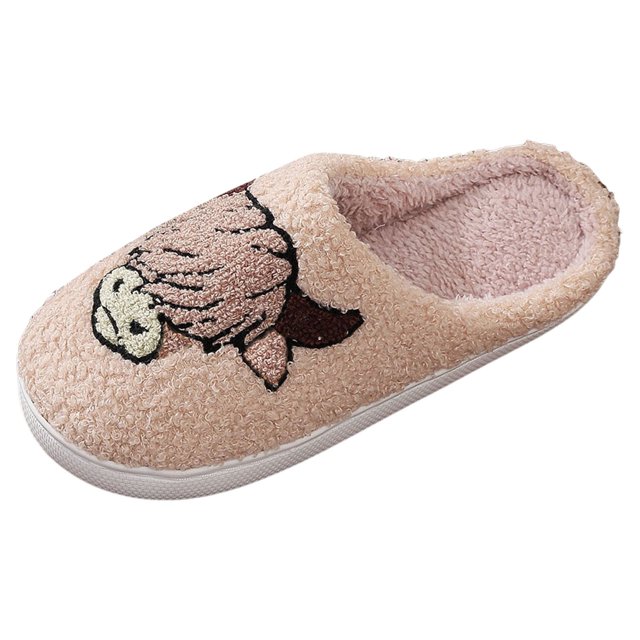Wyzesi Cloud Slippers For 4 Couple Winter Cute Cow Pattern Cartoon Large Size Warm Padded Slippers
