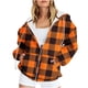 thumbnail image 2 of Sudadera con capucha de manga larga para mujer, informal, con capucha, holgada, a cuadros, de manga larga, para otoño e invierno, 2 of 5