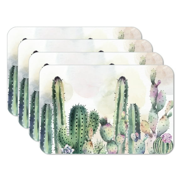 CounterArt "Watercolor Cacti" 4-Pack Reversible Plastic Tabletop Placemats