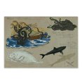 thumbnail image 1 of Mystic Cutting Board, Marine Monsters Creatures Collage Kraken Octopus Sea Dog Mythical Animals Design, Decorative Tempered Glass Cutting and Serving Board, Small Size, Multicolor, by Ambesonne, 1 of 1