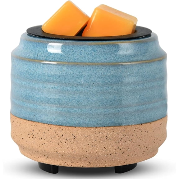Mocosa Ceramic Wax Warmer Wax Melt Warmer for Scented Wax 3-1 Electric Candle Warmer Home Fragrance Wax Burner Perfect Christmas Gifts for Mom Women(Black-Granular)