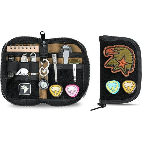 VIPERADE VE20 Small EDC Pouch, EDC Pocket Organizer for Men, Small EDC Organizer Pouch with 5 Pockets, EDC Pouch Organizer Utility Pouch for Multitools, Nylon Compact Velcro Tool Pouch-Black