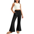 thumbnail image 2 of Bovxnpu Girls Summer 2 Piece Outfits White Fitted Tank Linen-Like Pocket Flare Pants Set, 2 of 9