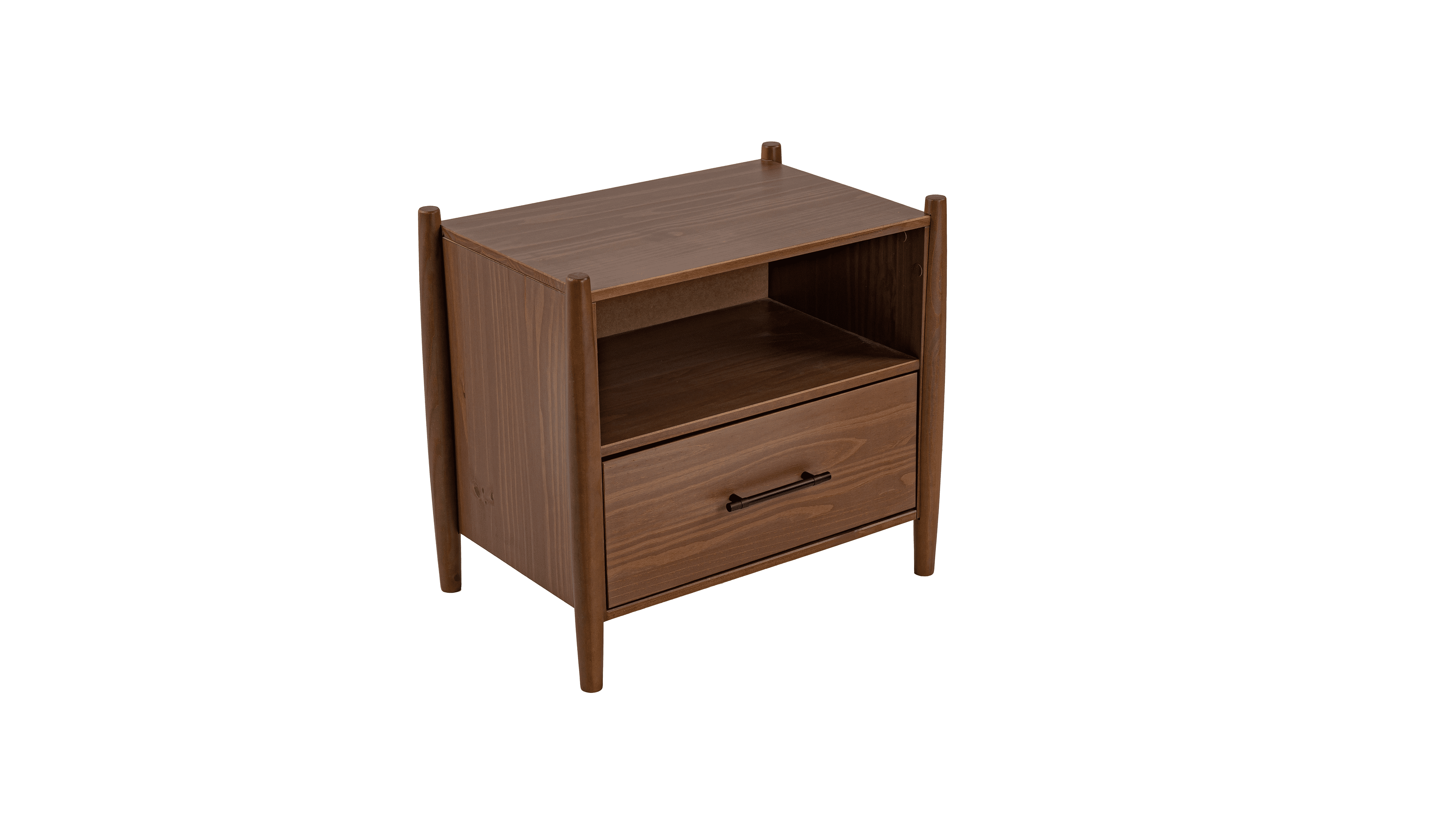 Josiah Solid Wodd 1 Drawer Nightstand Brown - for Adults and Teens